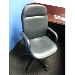 Modern Executive Navy Blue Soft Leather Task Chair